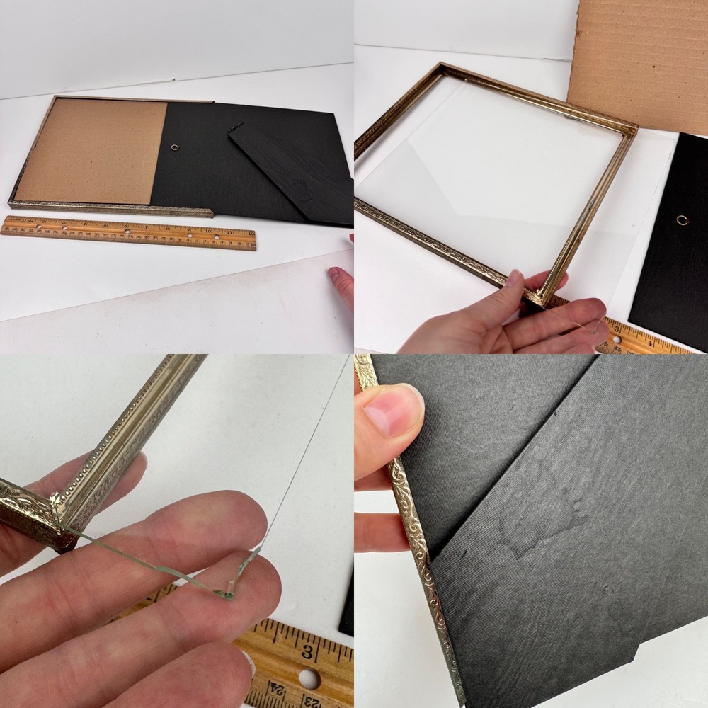 Vintage 8x10inch Gold Metal Tabletop Wall Frame Easel back Textured Accents‎ - Picture 6 of 11